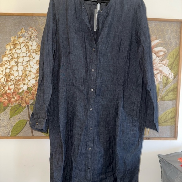 Eileen Fisher Dresses & Skirts - Eileen Fisher Denim Mandarin Collar Dress